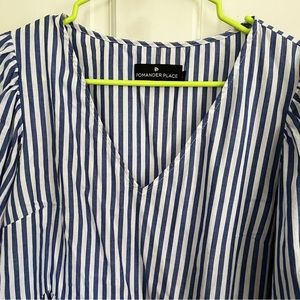Tuckernuck Pomander Place Seersucker Dress Blue and White Striped EUC Size Large